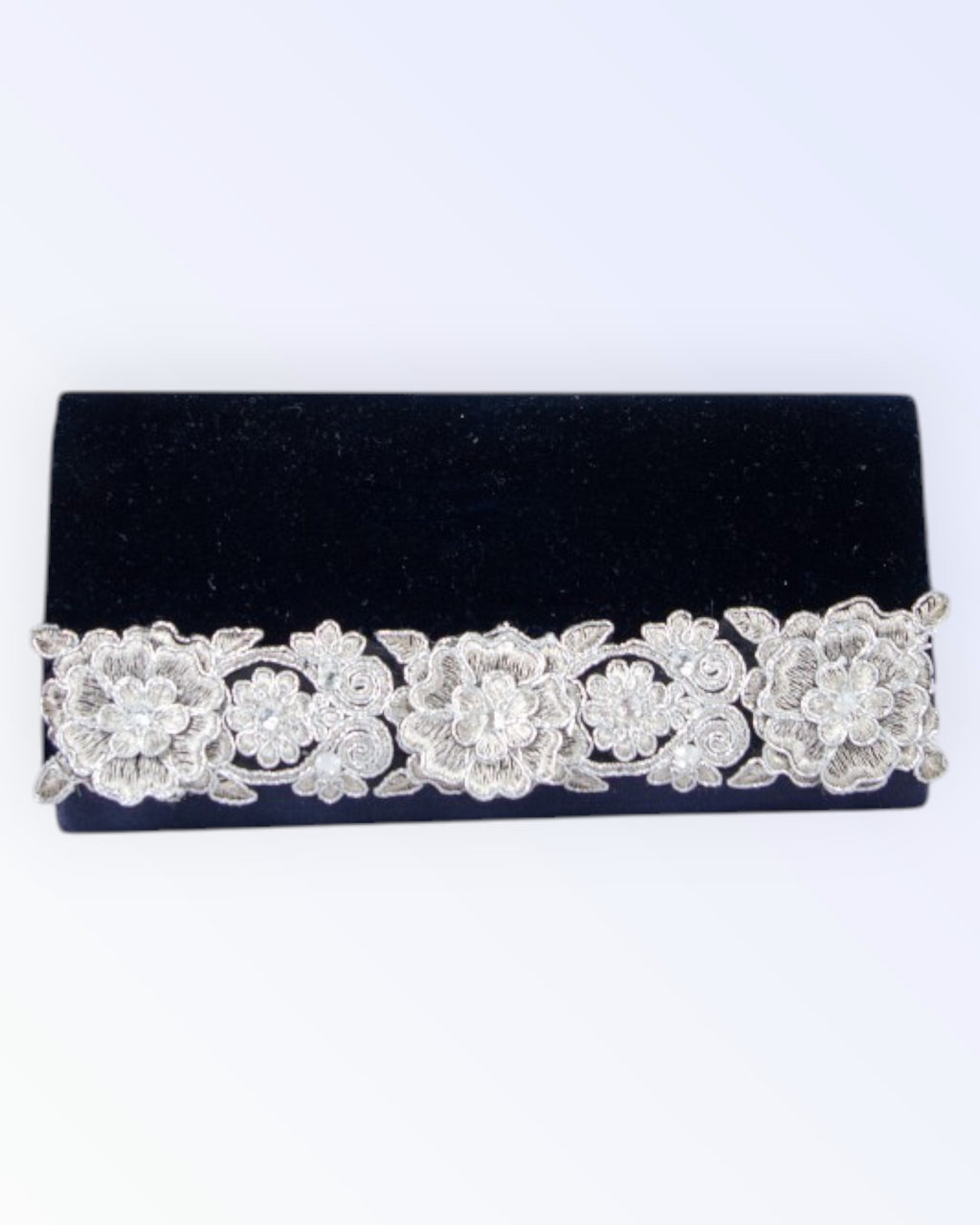 Navy blue satin party bag