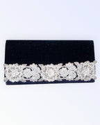 Navy blue satin party bag