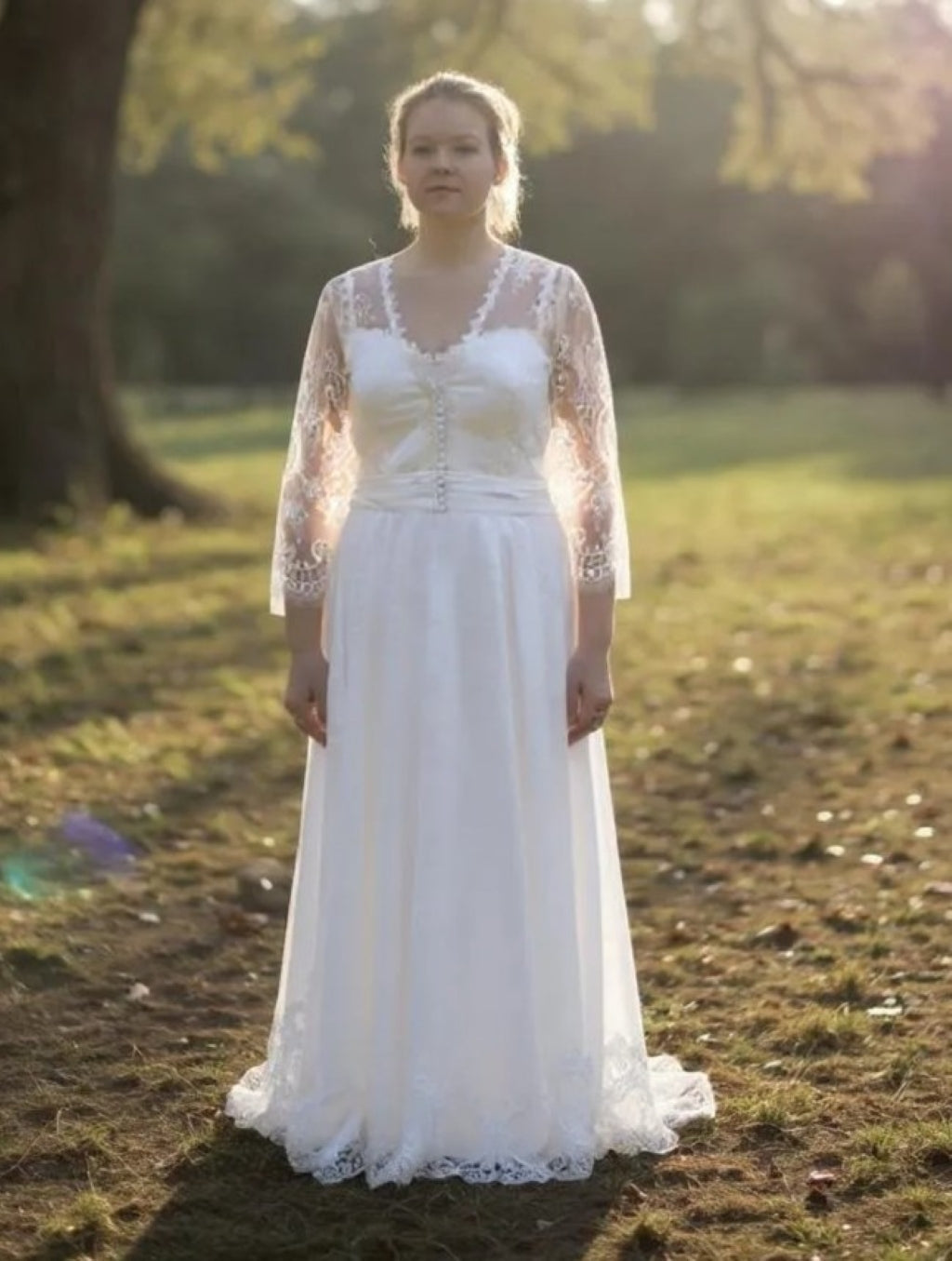 Off-white lace jacket for the bride
