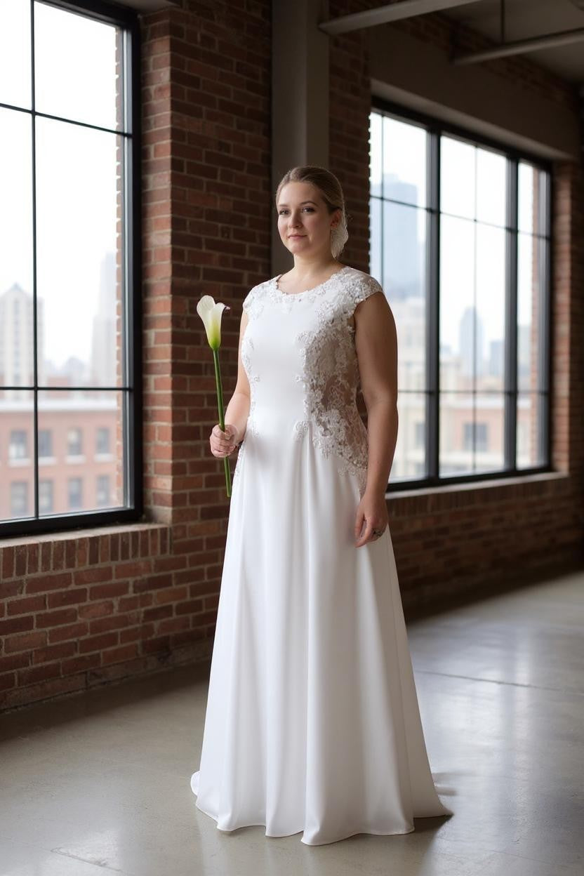 A-line wedding dress with lace details