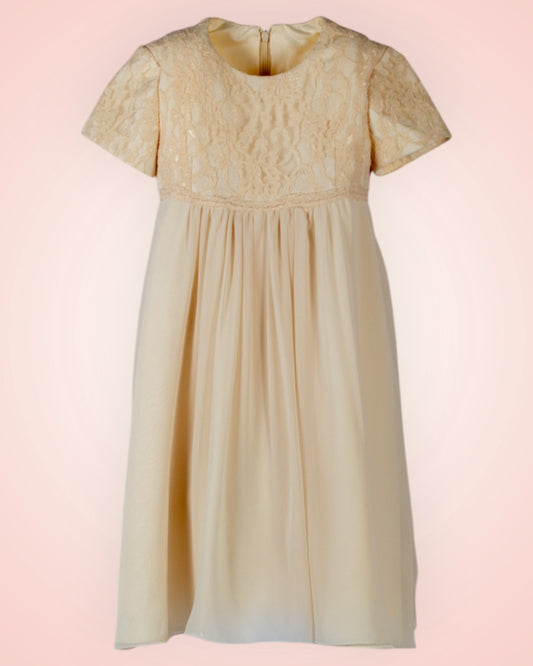 Festive beige chiffon children's dress