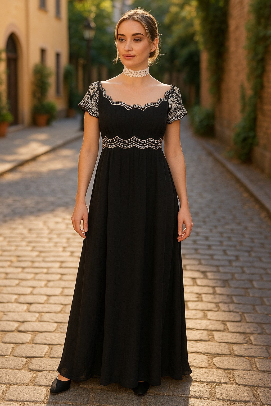 Must ampiirlõikeline pidulik kleit