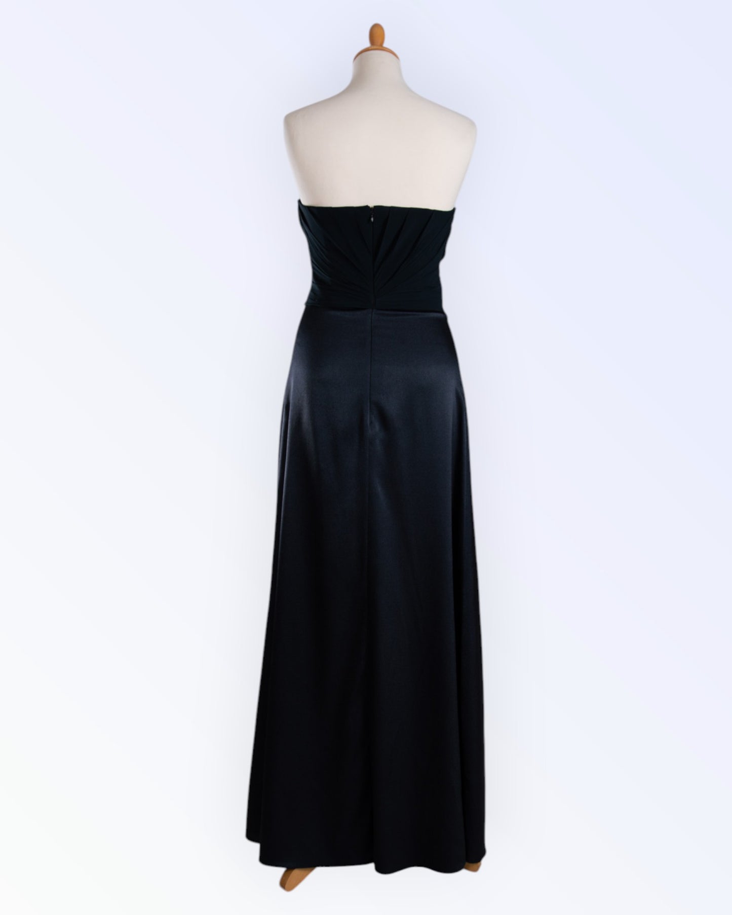 Black dress with chiffon details and a glittering buckle