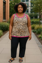 Sarah Kern animal print knit top