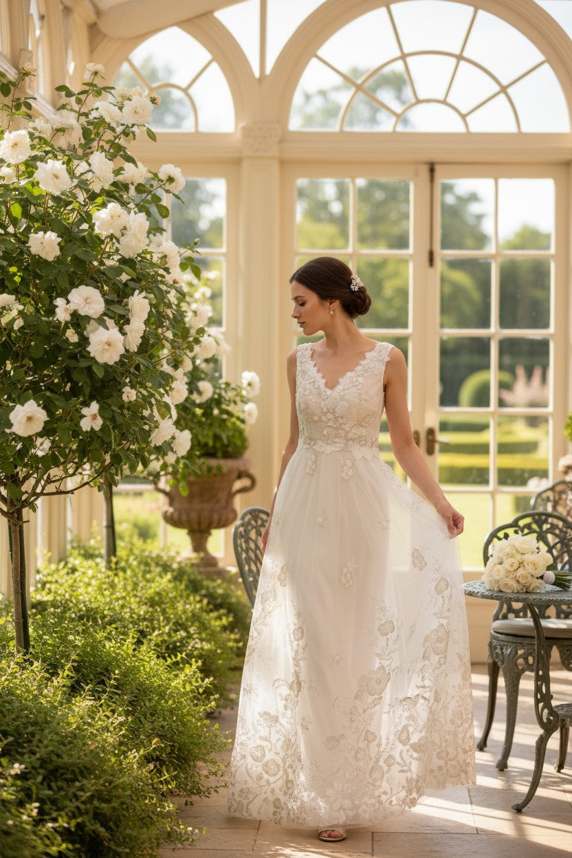 Wedding dress made of exclusive pearl lace