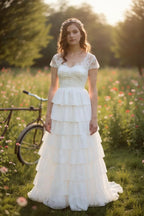 Off-white ruffled chiffon skirt