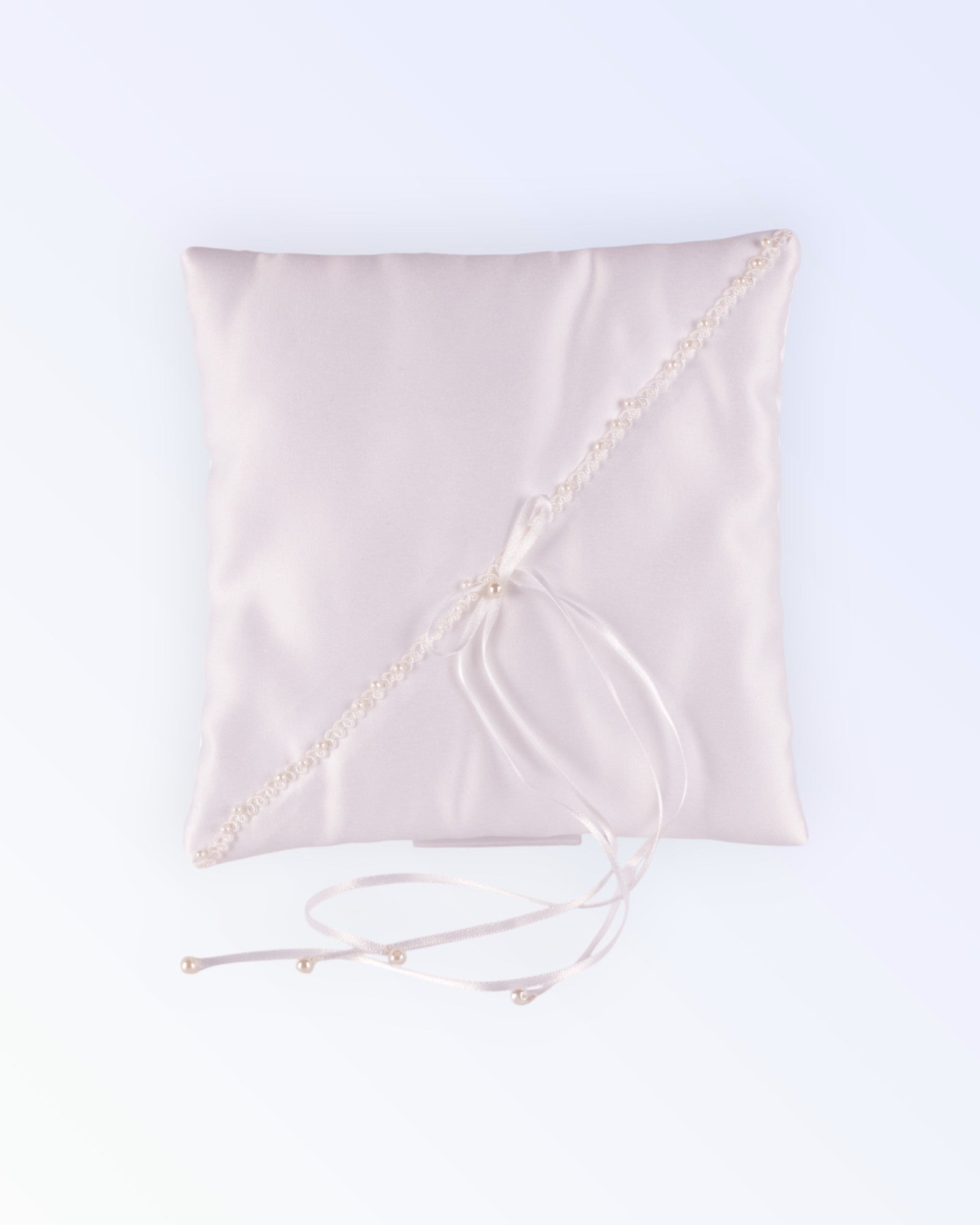 White satin ring pillow