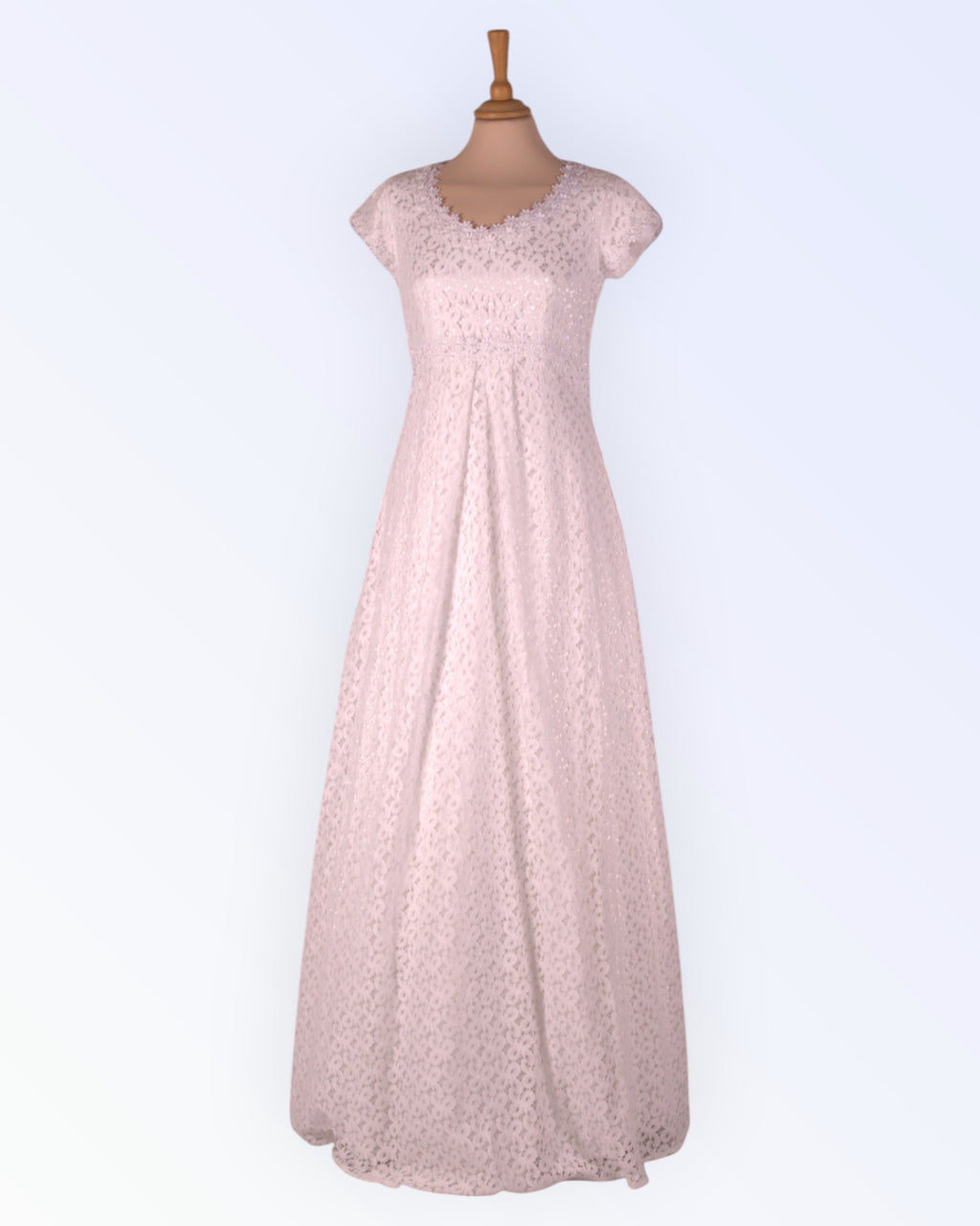 White lace empire-cut wedding dress