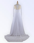 Princess-style tulle wedding dress with a train