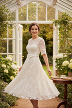 Off-white lace wedding dress