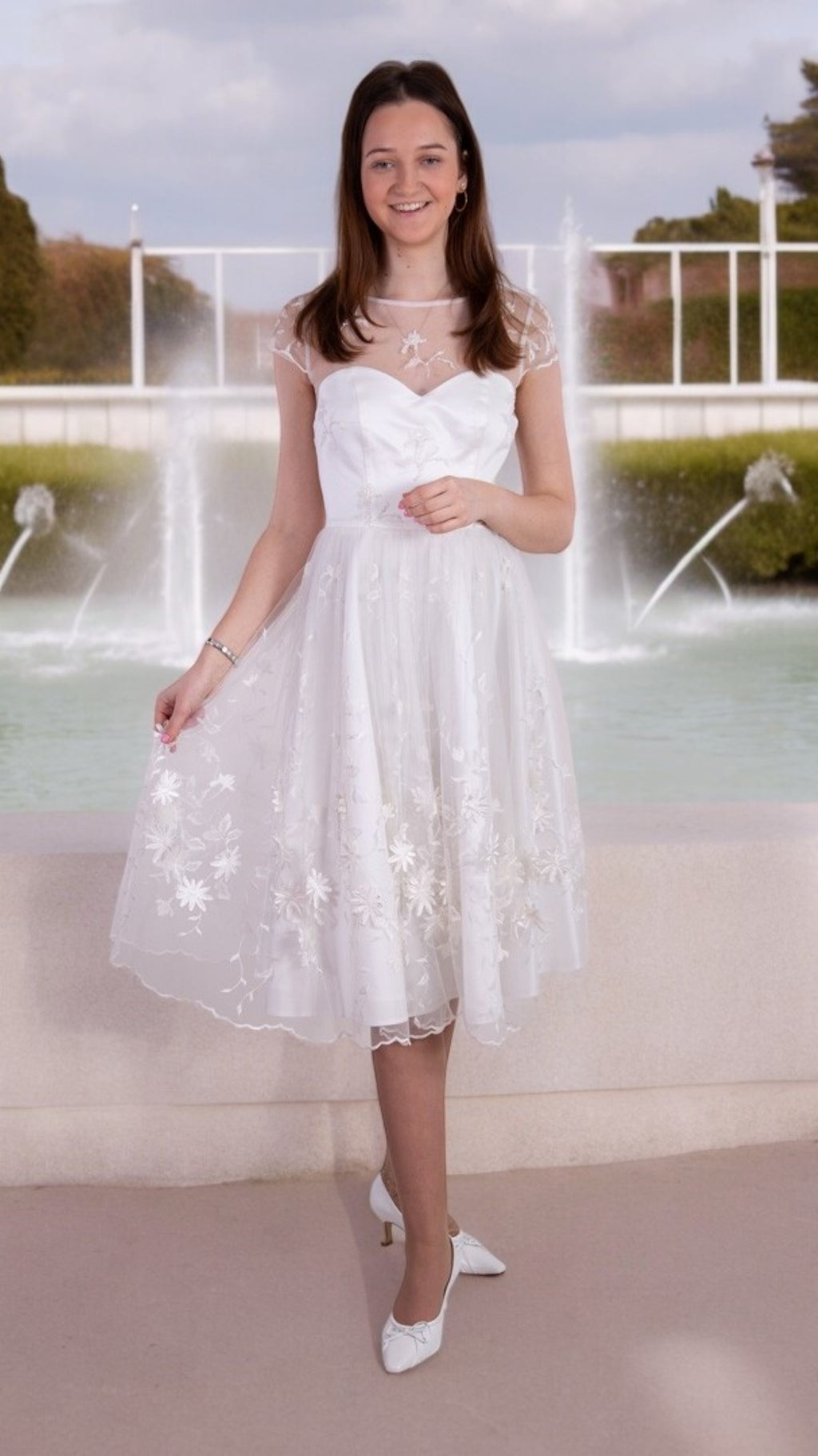 Off-white formal lace dress