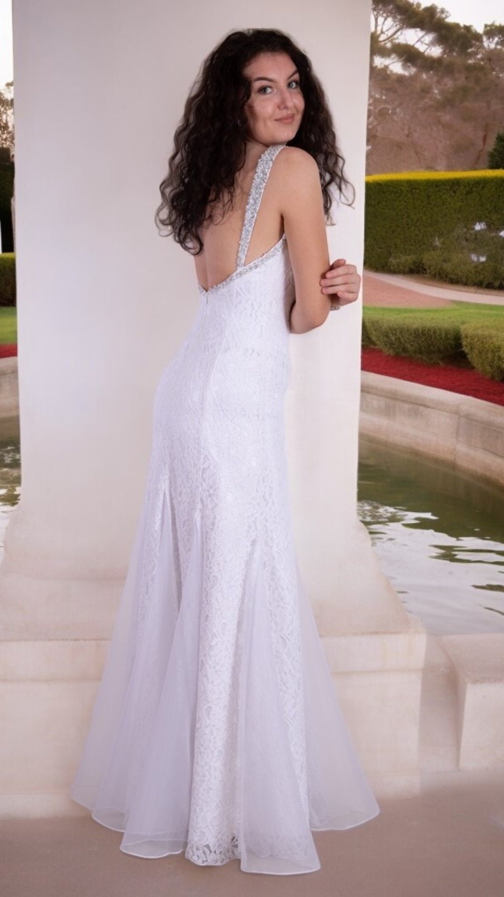 White lace wedding dress