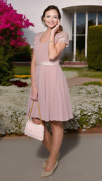 Festive old pink chiffon dress