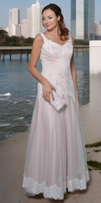 Powder pink wedding dress