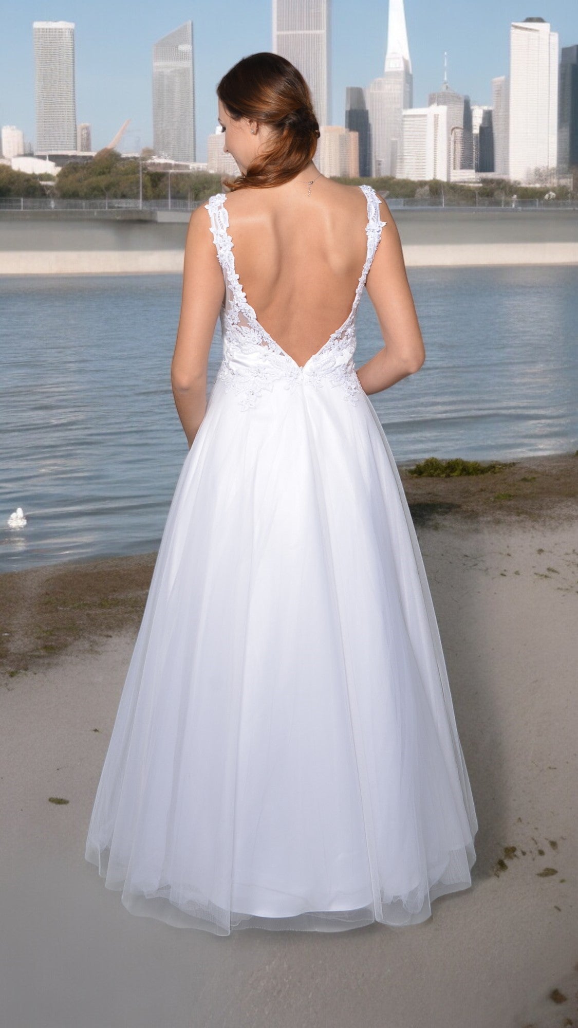 White tulle wedding dress