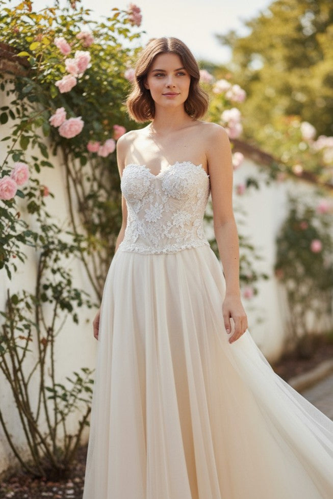 Cream lace top and skirt