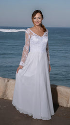 White chiffon wedding dress
