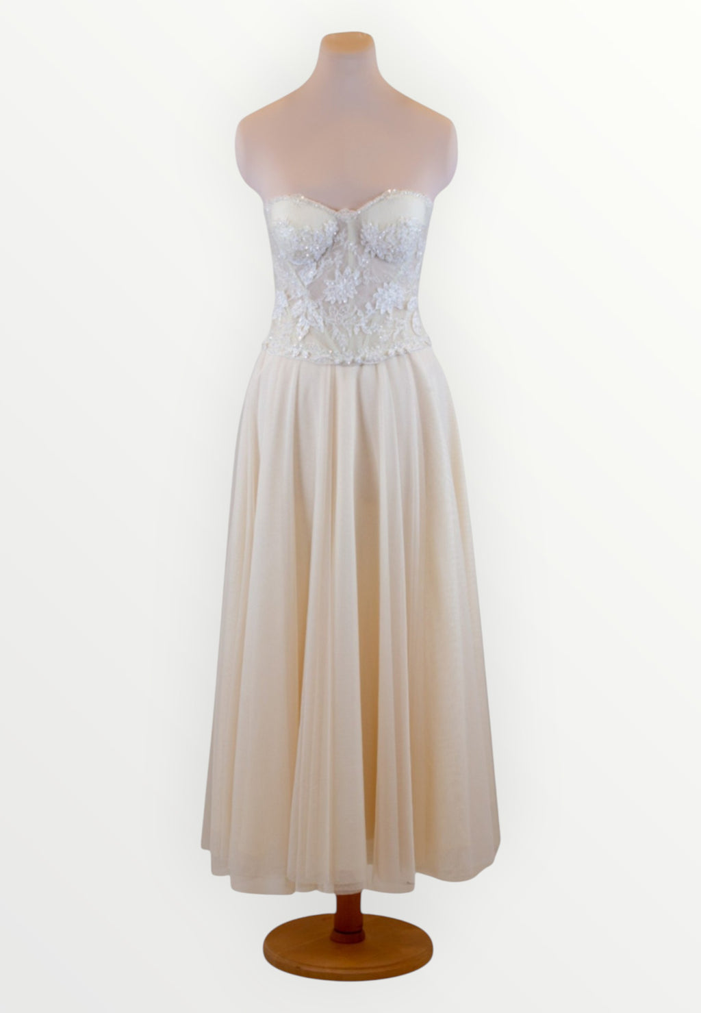 Cream lace top and skirt