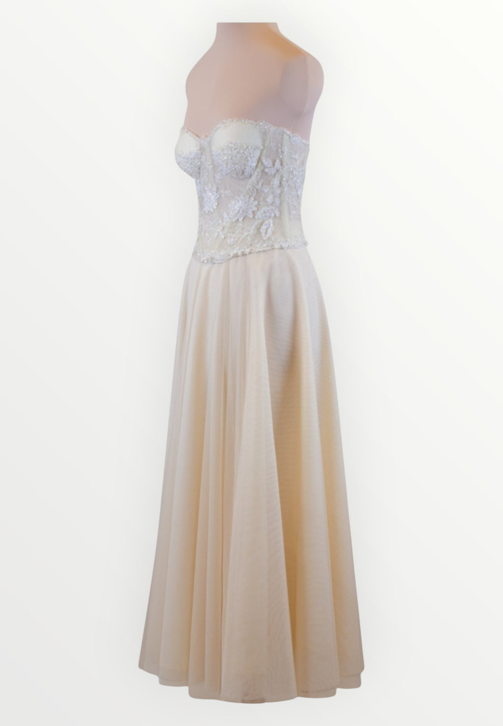 Cream lace top and skirt