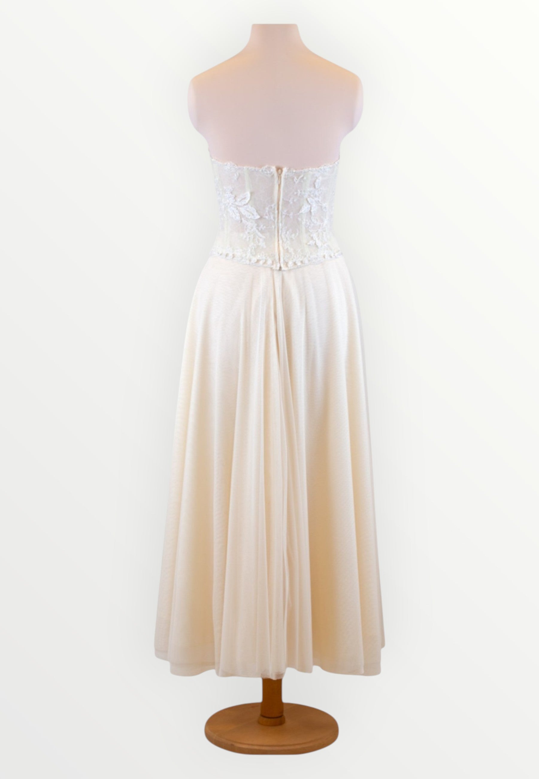 Cream lace top and skirt