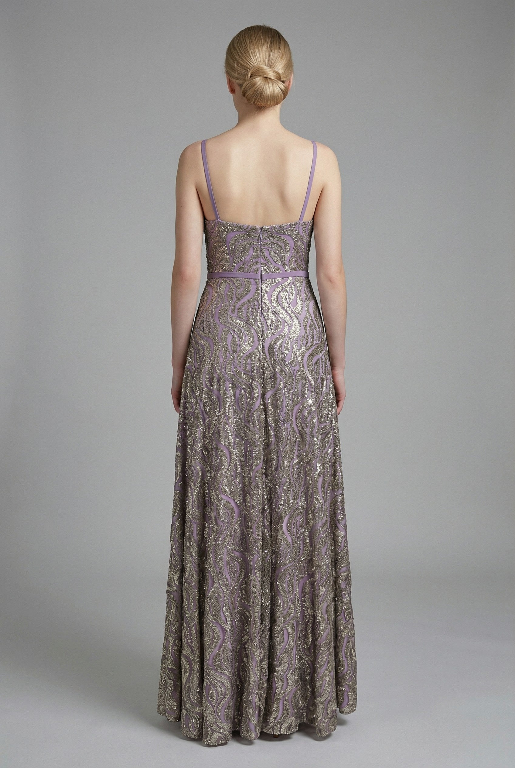 Hõbehall litririidest õhtukleit