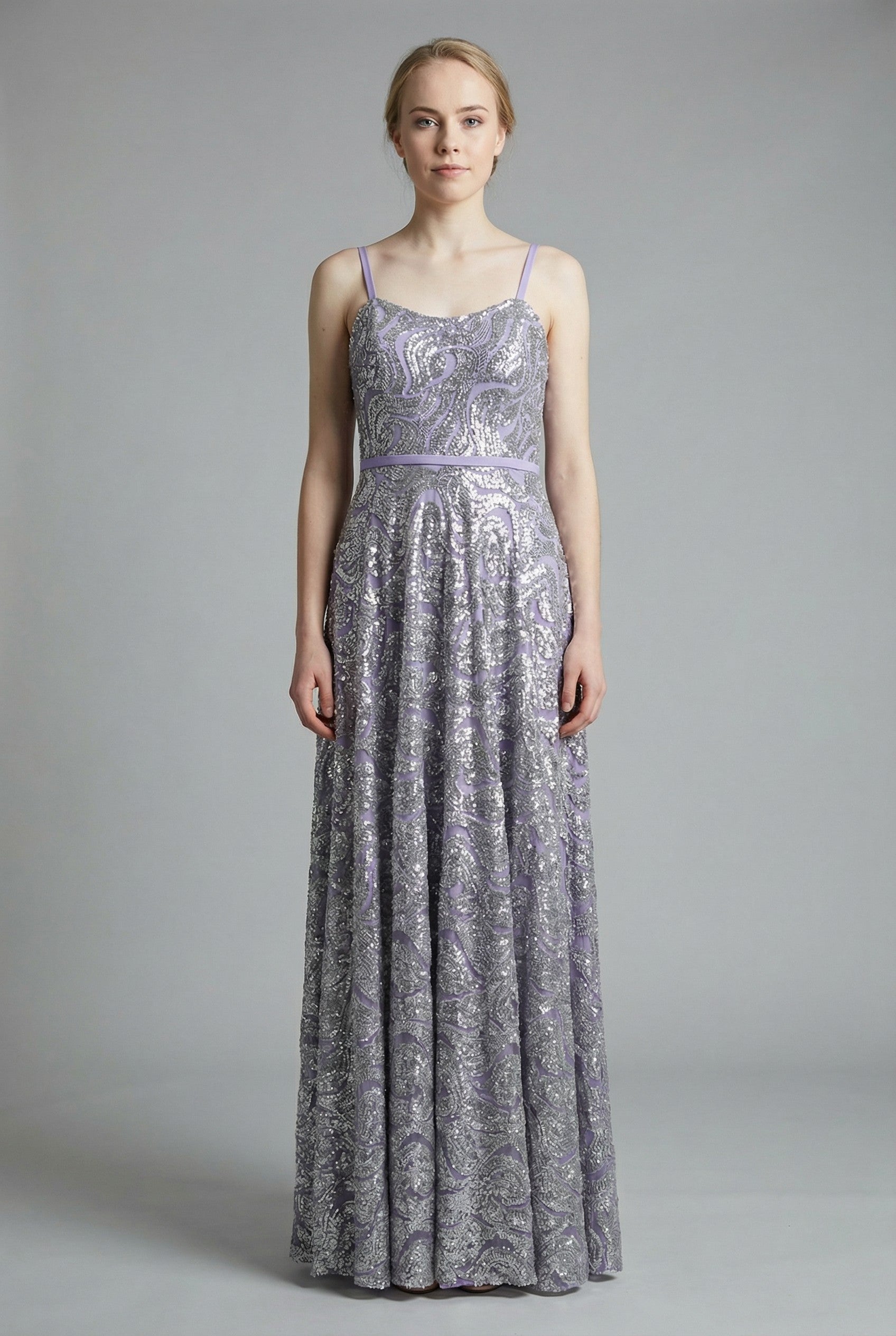 Hõbehall litririidest õhtukleit