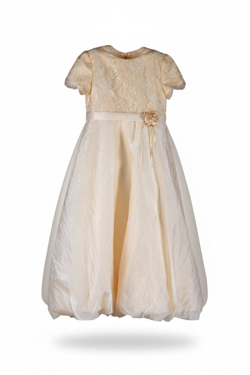 Girls' festive peach-colored dress