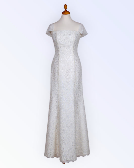 Off-white lace wedding dress