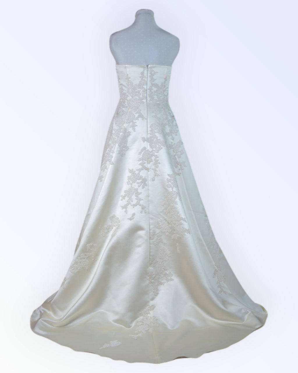 Off-white wedding dress with train