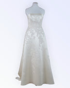 Off-white wedding dress with train