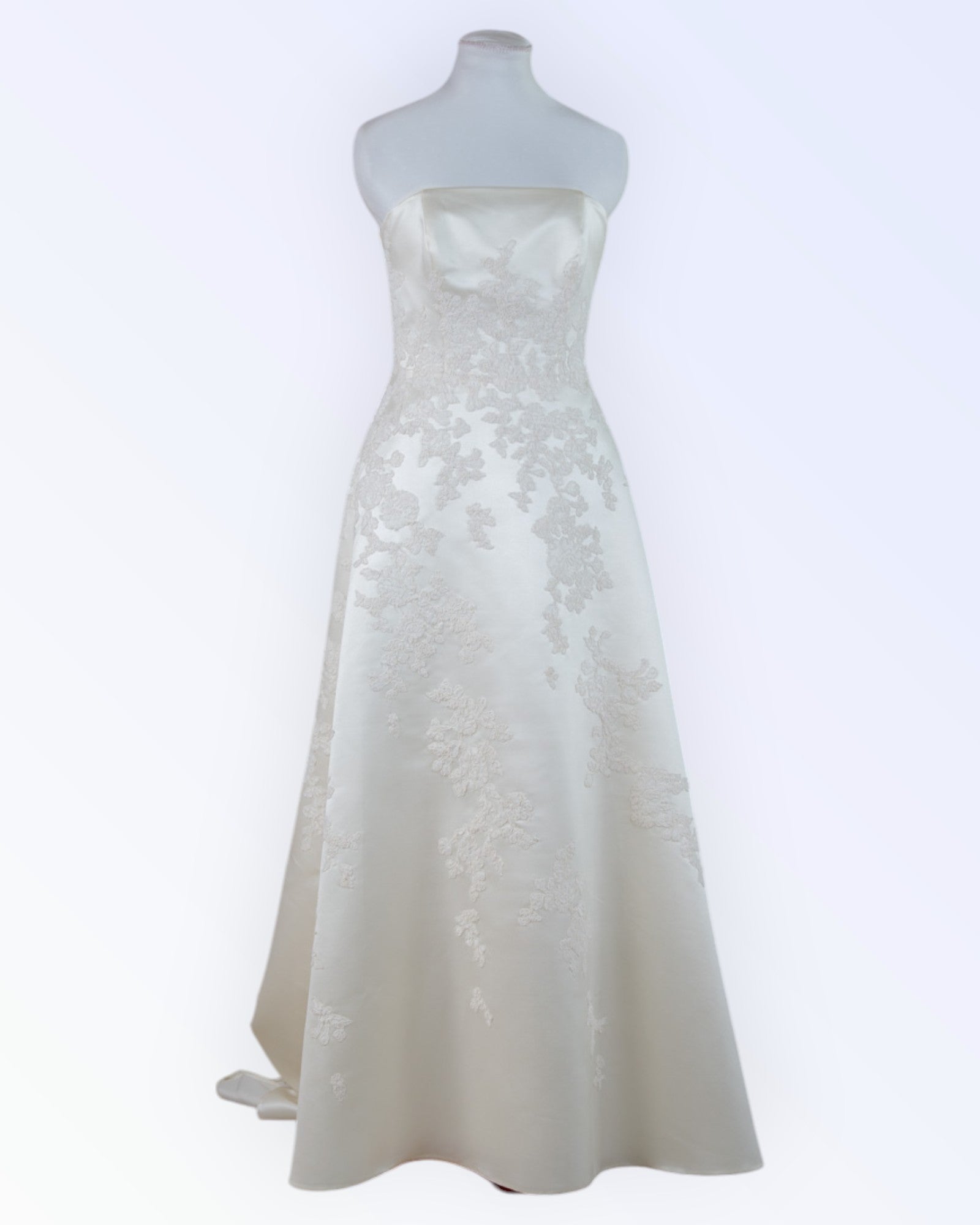 Off-white wedding dress with train