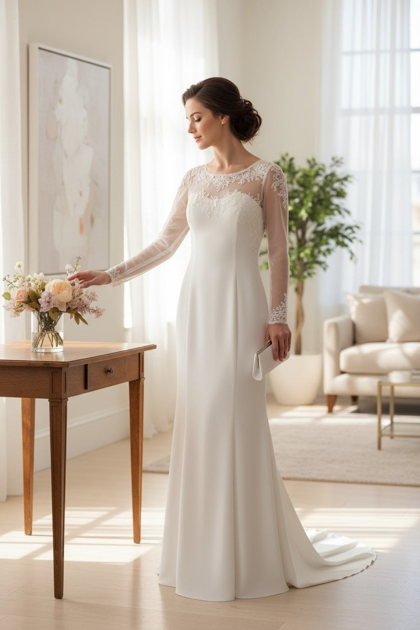 Off-white wedding dress