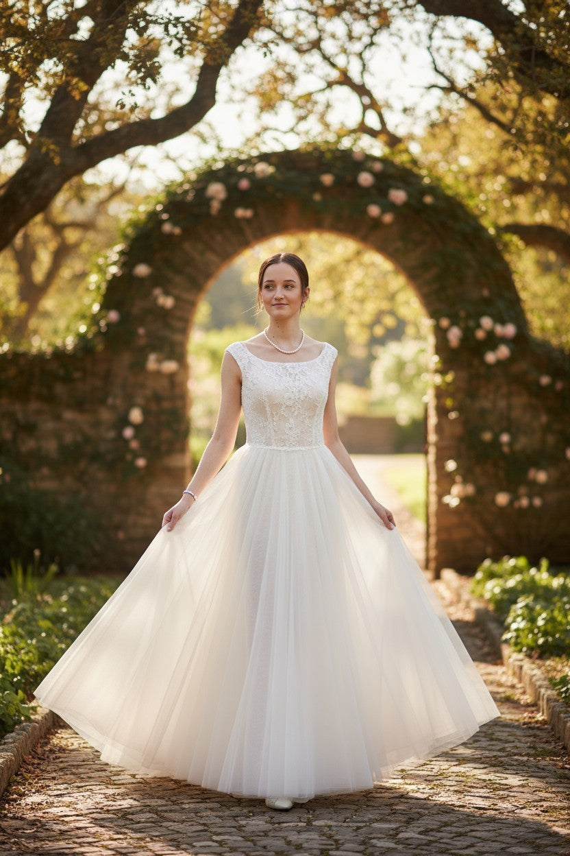 Tulle princess-style wedding dress
