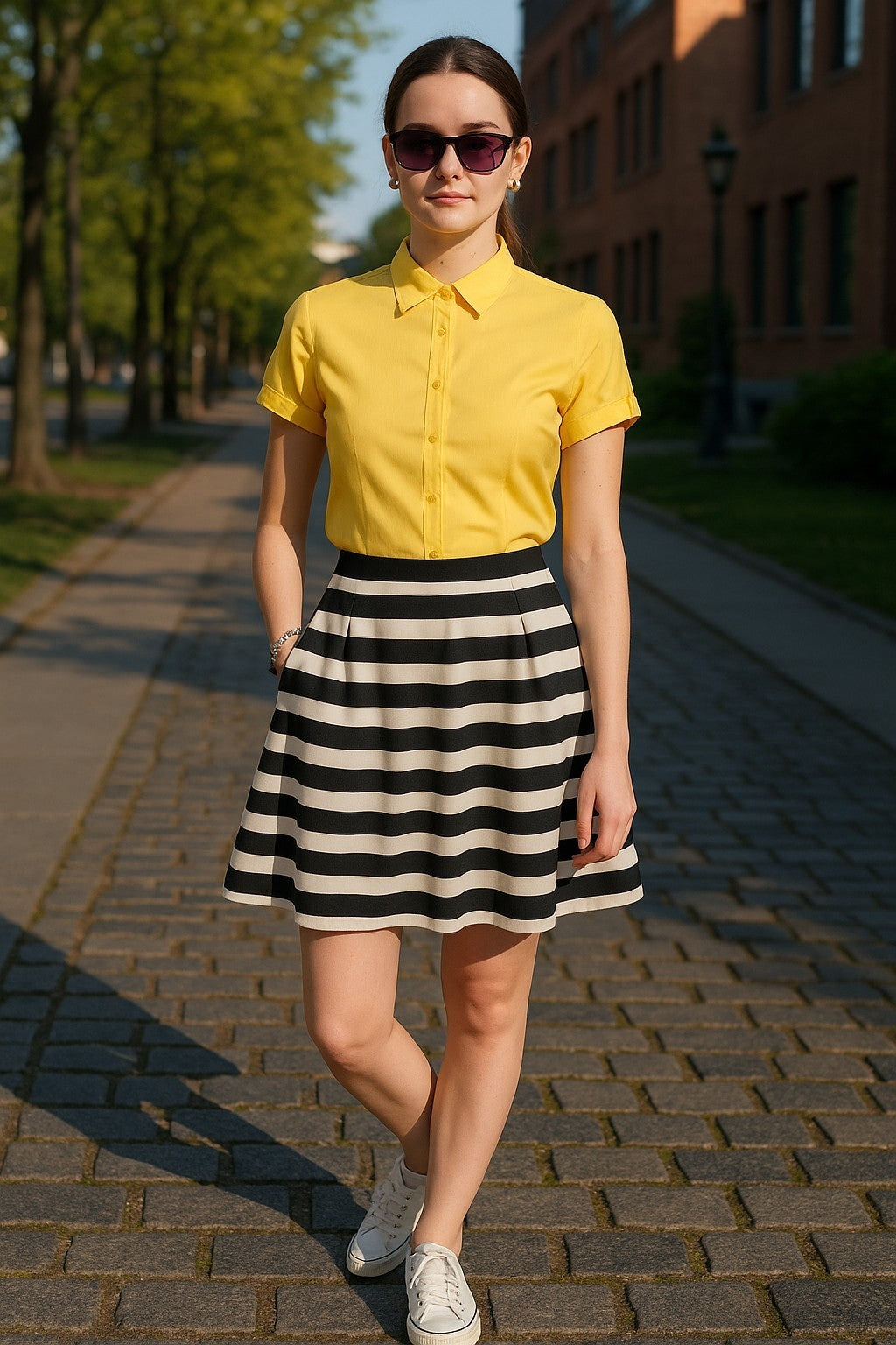 Lühikeste varrukatega kollane suvepluus