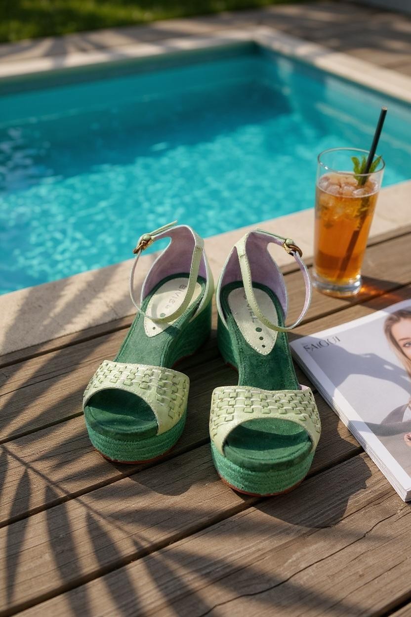 Biviel green summer shoes