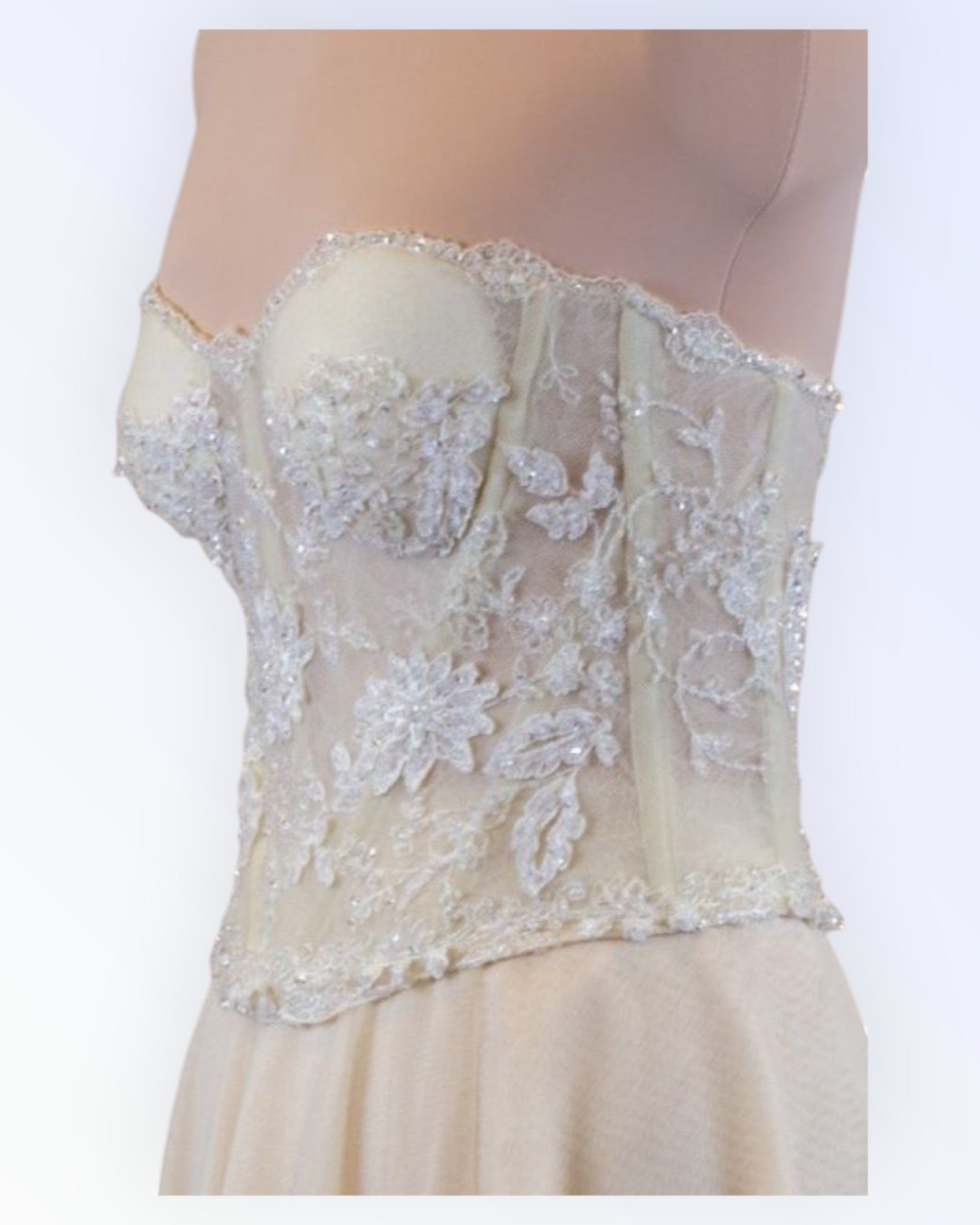 Cream lace top and skirt