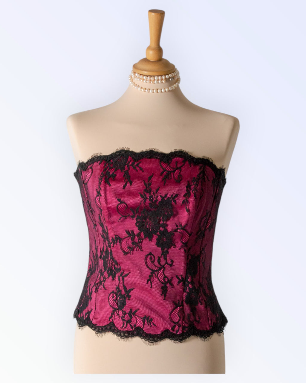 Festive black lace corset