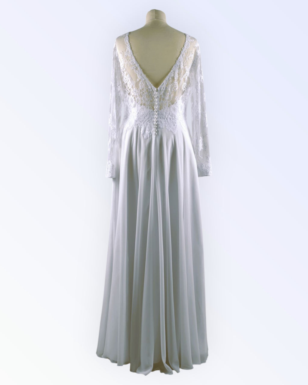 White chiffon wedding dress