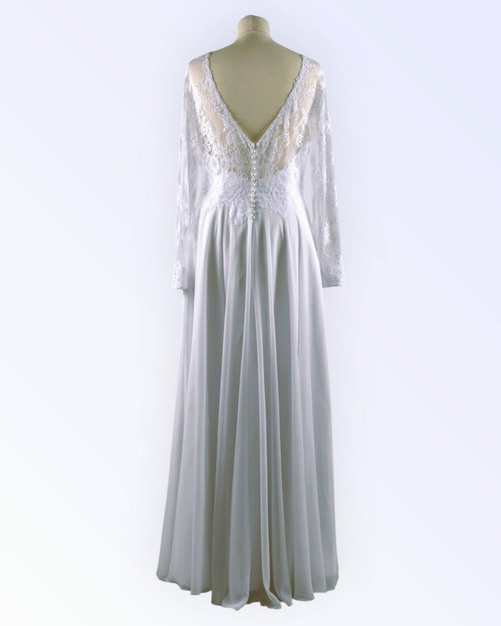 White chiffon wedding dress